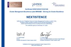 International Cluster Management Excellence Label Awarded to Nextistence Institute